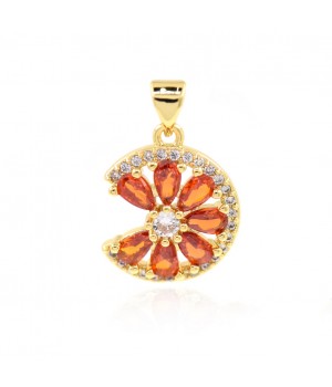 CZ Brass Pendant Lemon Red color 18k gold plated