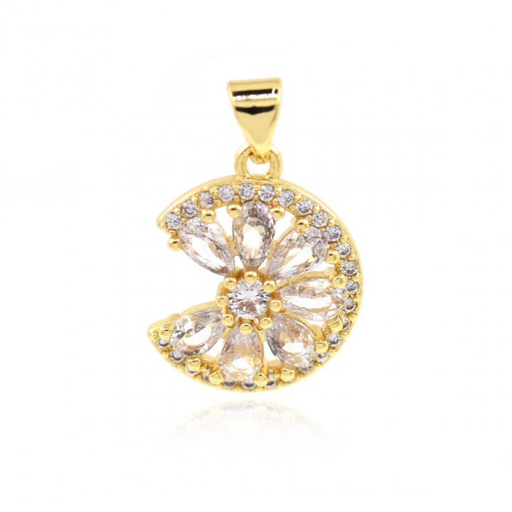 Colgante Limón circonita blanca, baño de oro 18K