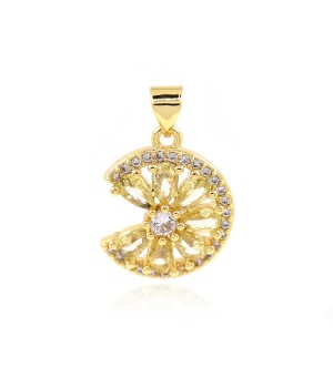 CZ Brass Pendant Lemon Yellow color 18k gold plated
