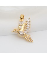 CZ Brass Bird Charm Pendant with bail 18k gold plated, 1 piece
