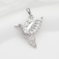 Подвеска Птичка с фианитами, родиевое покрытие