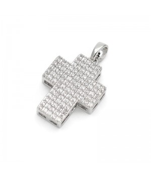 Cruz 26mm con circonitas, baño de platino