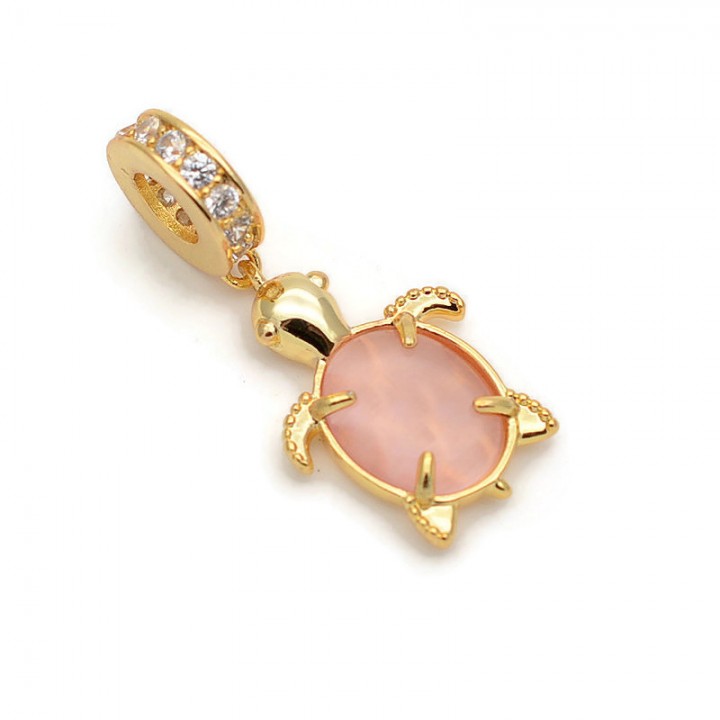 Charm Tortuga color rosa, dorado 18K