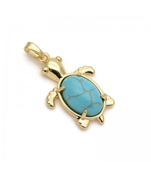 Charm Tortuga Turquesa, dorado 18K