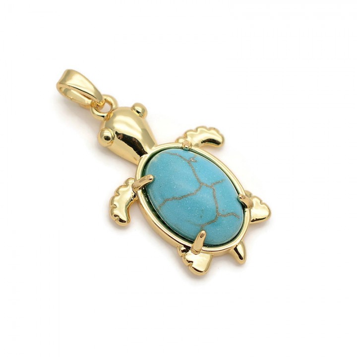 Charm Tortuga Turquesa, dorado 18K