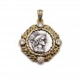 Micro Pave CZ Antique Coin Pendant 25:33mm