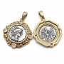 Micro Pave CZ Antique Coin Pendant 25:33mm
