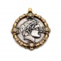 Micro Pave CZ Antique Coin Pendant 27:29mm