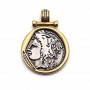 Micro Pave CZ Antique Coin Pendant 23:31mm