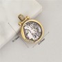 Micro Pave CZ Antique Coin Pendant 23:31mm