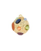 Colgante abstracto 18mm con Ojo de Gato vidrio, baño de oro 18K