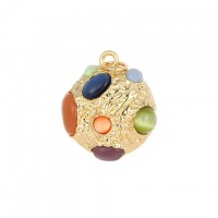 Подвеска Абстракция 18мм Кошачий глаз(имитация) Микс, позолота 18К