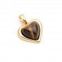 Подвеска Сердце 15мм с Тигровым глазом, позолота 18К