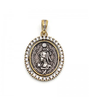 Colgante Moneda antigua 20:32mm con circonita cúbica