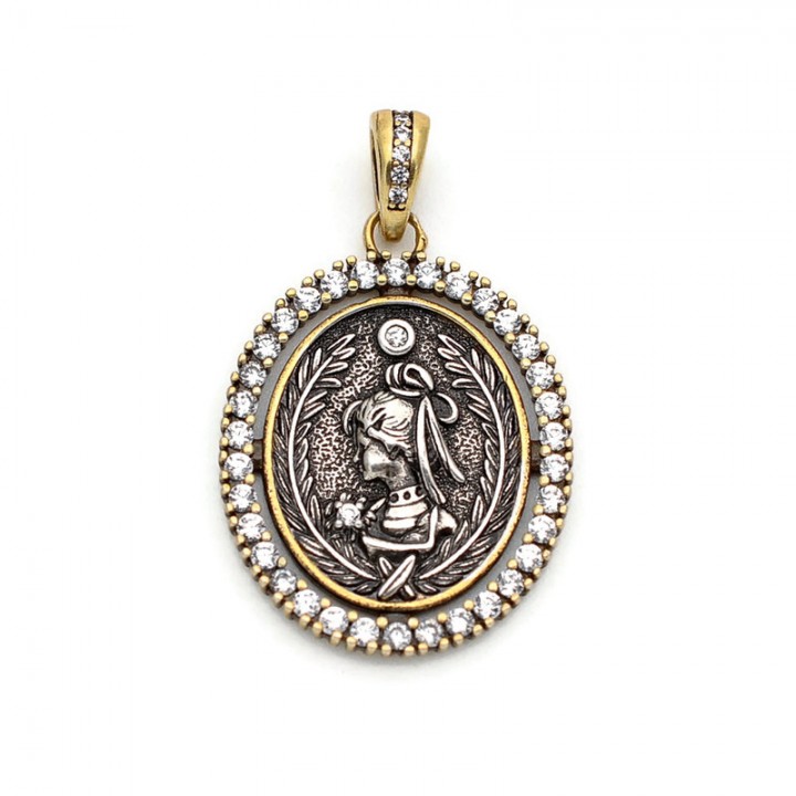 Colgante Moneda antigua 20:32mm con circonita cúbica