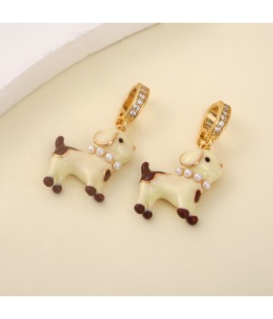 Brass Dog pendant enamel, 18K gold plated