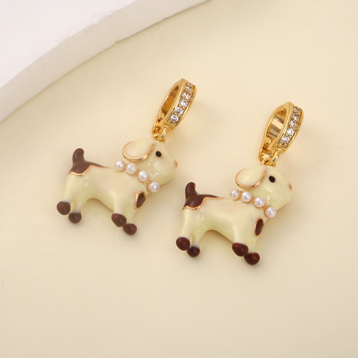 Brass Dog pendant enamel, 18K gold plated