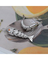 Large Fish Pendant with orange zirconia, platinum plated