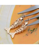 Medium Fish Pendant with orange zirconia, 14K gold plated