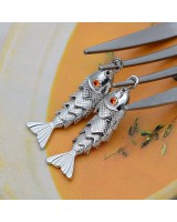 Medium Fish Pendant with orange zirconia, platinum plated