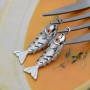 Medium Fish Pendant with orange zirconia, platinum plated