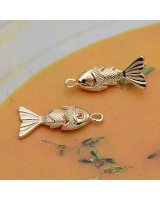 Small Fish Pendant with orange zirconia, 14K gold plated