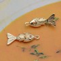 Small Fish Pendant with orange zirconia, 14K gold plated
