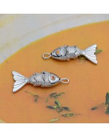 Small Fish Pendant with orange zirconia, platinum plated