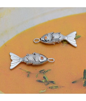 Small Fish Pendant with orange zirconia, platinum plated