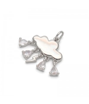 Brass micro pave Rain Cloud charm pendant, platinum plated