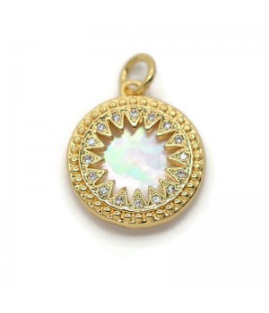Sun mother-of-pearl pendant, 18K gold plated