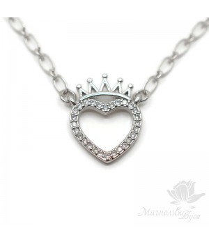 Pendant Heart with Crown, color platinum