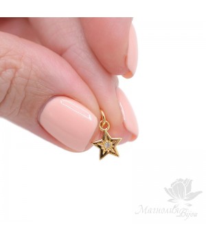 Small star pendant 9.5mm with cubic zirconia, 18K gold plated