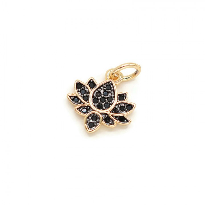 Mini Lotus pendant with cubic zirkonia, 18K gold plated