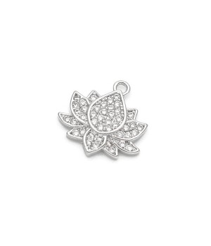 Lotus 13mm con circonitas, baño de platino