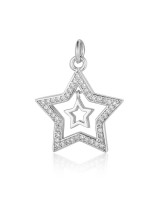 Star pendant charm 20:18mm, platinum plated