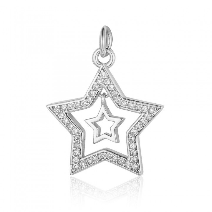 Star pendant charm 20:18mm, platinum plated