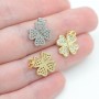 Brass micro pave Clover charm pendant 12mm, 18K gold plated