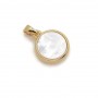 Pendant Round 11.5mm with white mother-of-pearl, gold plated 18K