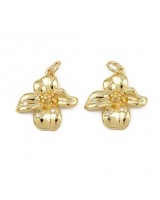 Подвеска Цветок 19мм 3 фианита, позолота 18К