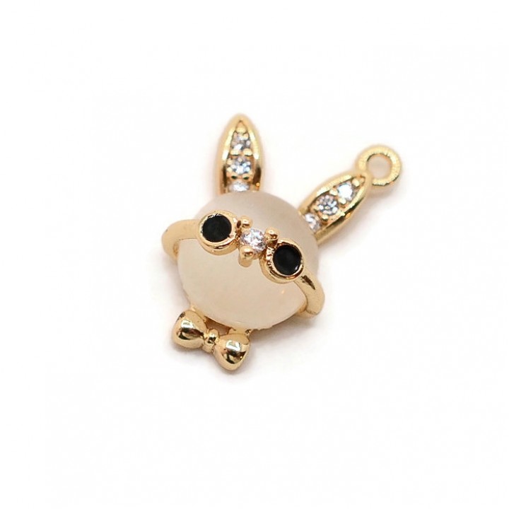 Pendant Rabbit with glasses, 18K gold plated