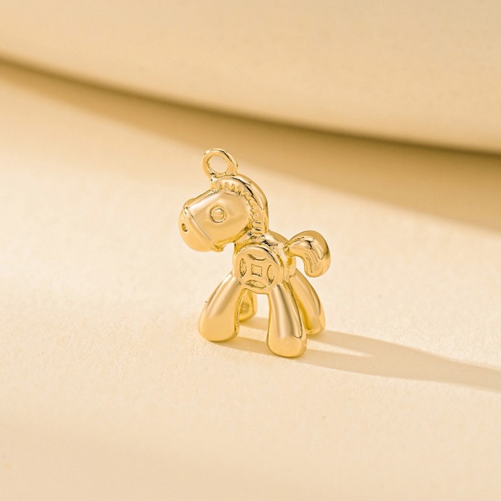 CZ Horse Pony Pendant 12:17mm, 18K gold plated