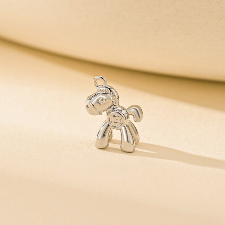 CZ Horse Pony Pendant 12:17mm, platinum plated