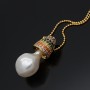 Baroque pearl pendant 30mm colored zircons, 18K gold plated