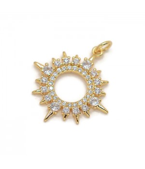 Sun pendant with cubic zirkonia, 18K gold plated