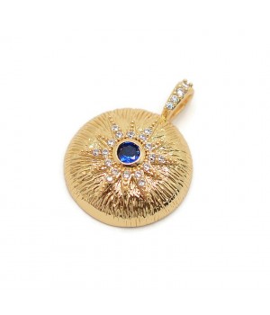 Медальон Синяя звезда с фианитами, позолота 18К