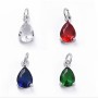 Droplet pendant 11.5mm with colored cubic zirconia, rhodium plated