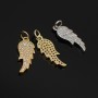 Brass pendant Wing 20mm micro pave cubic zirkonia, 18K gold plated