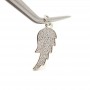 Brass pendant Wing 20mm micro pave cubic zirkonia, platinum plated