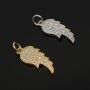 Brass pendant Wing 20mm micro pave cubic zirkonia, 18K gold plated